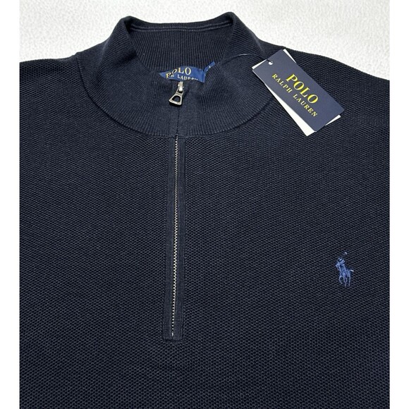 Polo Ralph Lauren 4XB Navy Quarter Zip Mock Neck Sweater Men’s Pullover NEW NWT - Picture 3 of 10